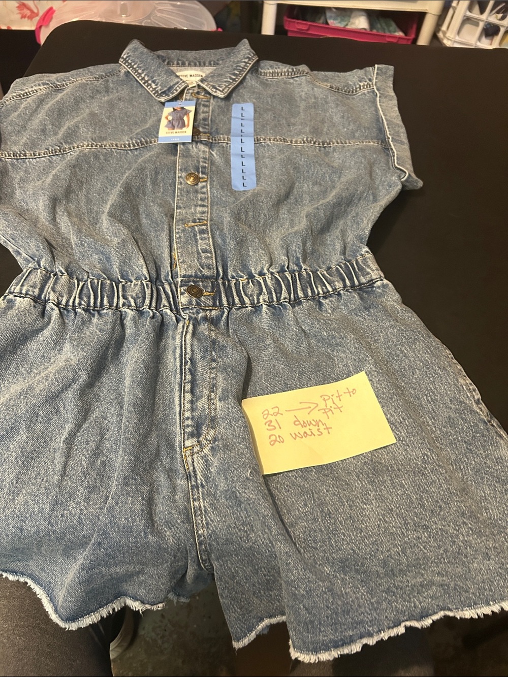 Steve Madden Light Blue Denim Short Sleeve Romper